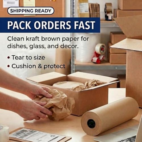 BOX USA Kraft Paper Roll 18 x 10800" (900'), 40# Recycled for Packing - size: 18" x 900'