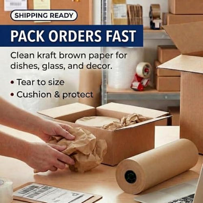 BOX USA Kraft Paper Roll 12 x 14400" (1200'), 30# Recycled for Packing - size: 12" x1200'