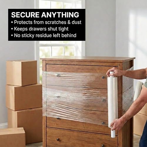 BOX USA Stretch Wrap Extra Wide Stretch Film Roll - 20 in Wide & 1000 ft long Clear Plastic Wrap with Handles for Pallet Wrapping Shipping Moving - size: 20" X 1000'