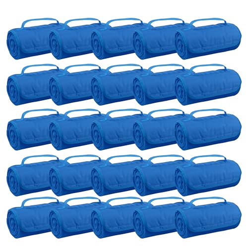 25 Ct of Roll-Up Blankets for Camping, Travel, Outdoors, Beach, Picnics – Royal Blue – Hook + Loop Closure for Easy Use in Cars & on Airplanes – Customizable for Promotions & Events - color: Royal Blue
