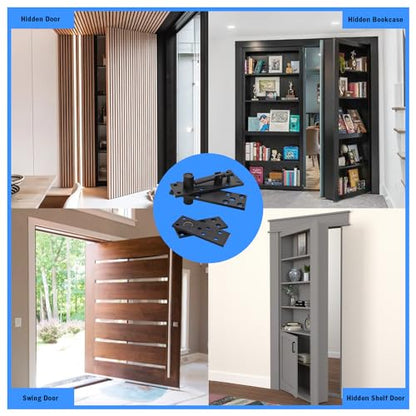 Nuk3y Heavy Duty Stainless Steel 360 Degree Door Pivot Hinge System Matte Black