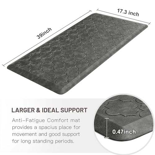 WISELIFE Kitchen Mat Cushioned Anti Fatigue Floor Mat, 17.3"x39", Grey - color: Grey, size: 1'5" x 3'3" (Rectangular)