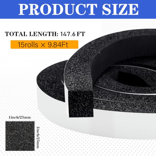 Pangda 147ft Weather Stripping Door Seal, 1" x 1" Foam Tape for Winter - color: Black, size: 1in X 1in X 147ft
