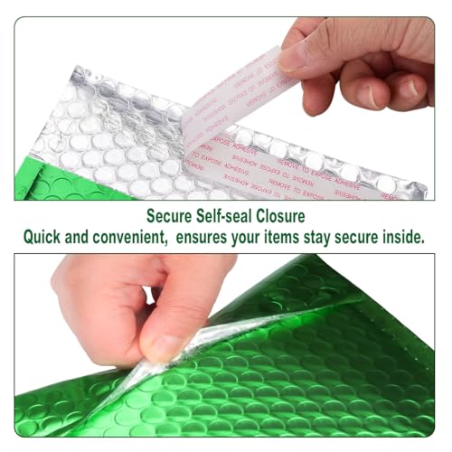 Metallic Matte Green Bubble Mailers - Durable 8.5x12 Inch Padded Envelopes with Secure Self-Seal Closure - Lightweight & Tear-Resistant Shipping Bags, Pack of 25 - color: green, size: 8.5x12" 25pc