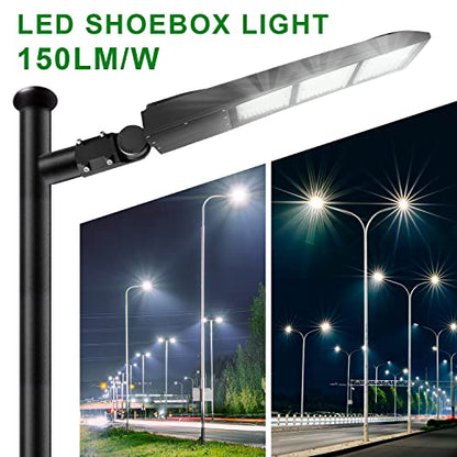 LED Parking Lot Lights 5000K Shoebox Street Pole Lighting Fixture 42000LM - color: 300W/240W/200W + (100-277V 5000K), size: Adjustable Direct Arms Mount Bracket