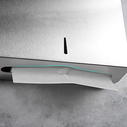 Comercial Paper Towel Dispenser Wall Mount, Stainless Steel Hand Towel Dispenser with Lock, Trifold/C Fold Paper Towel Holder for Bathroom Kitchen Office Public Places, Large Capacity Tissue Holder - color: Brushed Silver