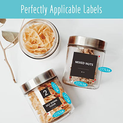 Hebayy 234 Minimalist Kitchen Food Labels, 216 Preprinted Flour Pasta Peas Condiment Oil Stickers, 18 Blank Ones, Waterproof Oil&Tear Resistant, No Residue for Pantry Food Containers Jars. - style: Style 2