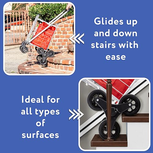 dbest Products Stair Climber Cruiser Cart Shopping Grocery Rolling Folding Laundry Basket on Wheels Foldable Utility Trolley Compact Lightweight Collapsible, Silver - color: Silver, style: Stair Climber