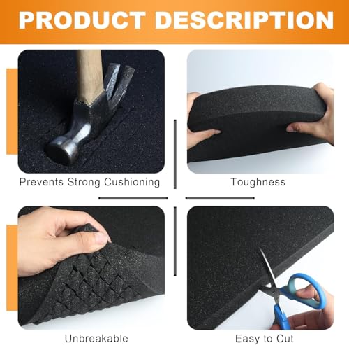 Eunice 16" x 12" Foam Inserts, 4 Pcs 0.8" Pick & Pluck + 4 Pcs 0.4" Padding - size: 4PCS-16*12*0.8 + 4PCS-16*12*0.4 Inches
