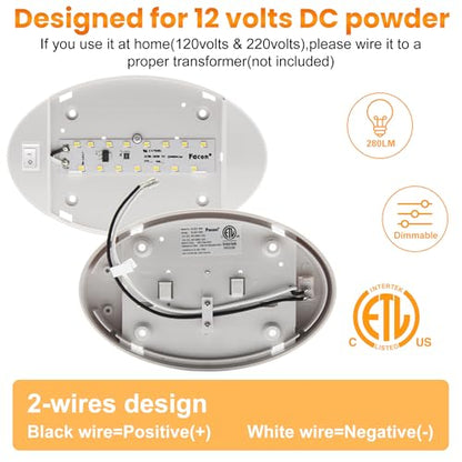 Facon 12V RV Oval Pancake Light, Length: 6'', 4000K Nature White Light, 12Volt Interior RV Ceiling Dome Light with On/Off Switch, for RV Motorhomes Camper Caravan Trailer Boat - size: Switch Only, 1 Pack