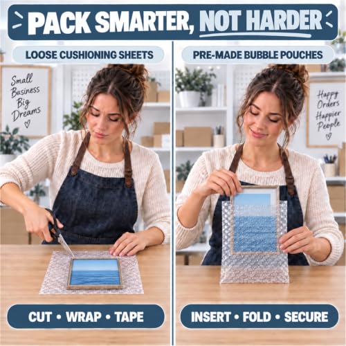 100PCS 4x8" Clear Bubble Pouches Wrap,Double Wall Cushioned Wrap,Shockproof - size: 100PCS 4x8"