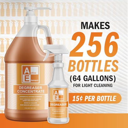 Degreaser Concentrate - Heavy Duty - Makes 256 Gallons of Cleaner- Commercial Kitchen Strength - Removes Tough grease, Grime and Food Soils - Restaurant Floor Degreaser - size: 1 Gallon (Pack of 4)