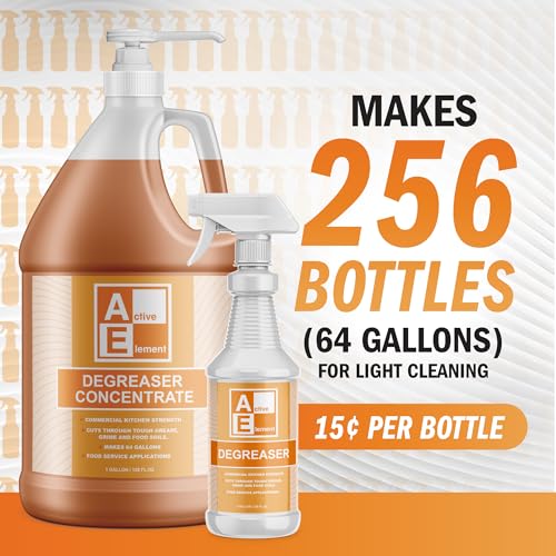 Degreaser Concentrate - Heavy Duty - Makes 256 Gallons of Cleaner- Commercial Kitchen Strength - Removes Tough grease, Grime and Food Soils - Restaurant Floor Degreaser - size: 1 Gallon (Pack of 4)