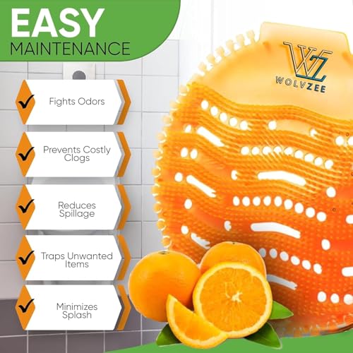 Urinal Screen Deodorizer (40 Packs) with 40 Gloves | Orange, Lemon, Ocean Breeze,Apple,Lavender | Anti-Splash Urinal Screen | Urinal Cakes for Toilets in Bathroom Restaurant Office Stadium School