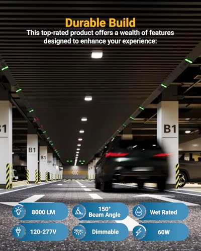 Sunco 6 Pack LED Outdoor Canopy Ceiling Light, 60W, 5000K, 8000LM Dimmable