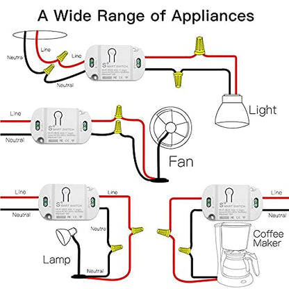 16A Inline WiFi Smart Switch Relay, 120V Smart Life Wireless Module - style: 16A 2 Pcs.