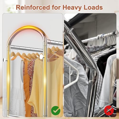 EAGMAK Heavy Duty Clothing Racks for Hanging Clothes 720 Lbs, Rolling Clothes Rack Double Rod Garment Rack with Lockable Wheels, Metal Closet Organizer for Bedroom, Laundry, Retail, Silver - color: Silver