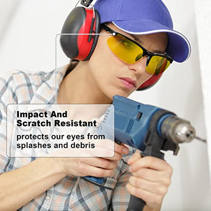 Kathfly 36pcs Safety Glasses Work Scratch Resistant Glasses,Amber - color: Amber