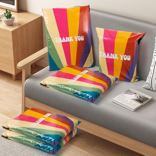 Oududianzi Poly Mailers 10x13, 100Pack Shipping Bags, Plastic Packaging Bags, Self-Seal Polymailers, Mailers Poly Bags, Package Bags for Small Business and Clothing - color: Retro Rainbow, size: 10x13 - 100Pack