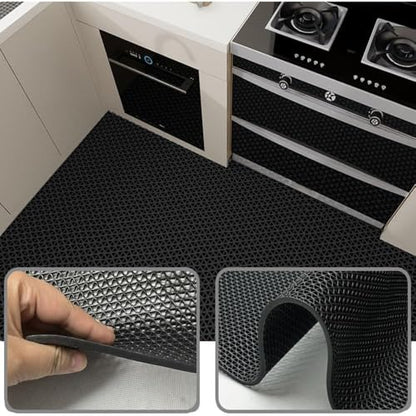 PVC Drainage Floor Mat Non-Slip Commercial Wet Area Mat for Outdoor and Indoor Restaurant Kitchen Bar Swimming Pool Splash Matting Water Drain Flooring Mat (Black, 4FTX16.4FT) - size: 4FTX16.4FT