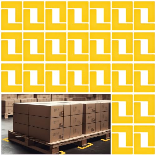 Honoson 100 Pack L Shaped Floor Markers, Yellow PVC, 6 x 6 x 2 Inch Corners