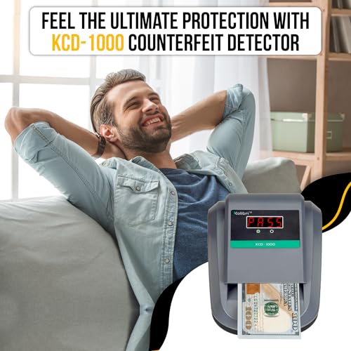 Kolibri KCD-1000 4-Way Orientation Portable Fake Currency Reader and Counterfeit Bill Detector with UM, Magnetic, Infrared Counterfeit Money Detector, Easy Pass/Fail Indicator (KCD-1000) - size: Medium (KCD-1000)