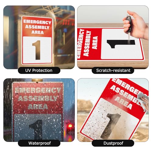 2 Pack Emergency Assembly Area 1 Sign 18 × 12 Inch for Outdoor Use - style: Emergency Assembly Area 1 Sign