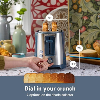 Hamilton Beach Extra-Wide Slot 2 Slice Toaster With Bagel & Defrost Buttons - color: Kitchen Makeover Blue