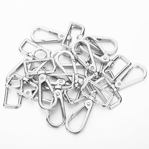 20 Pcs Metal D Ring Swivel Lobster Claw Clasp Snap Hooks Purse Hardware - color: Silver, size: 1 Inch