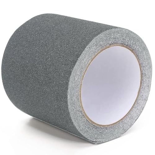 HAOT Anti Slip Traction Tape, 4" × 16.5 Feet Non Slip Safety Grip Tape 80 Grit Best Grip Friction Strong Abrasive Adhesive for Stairs, Indoor, Outdoor - Grey - color: Grey, size: 4" Width x 198" Long