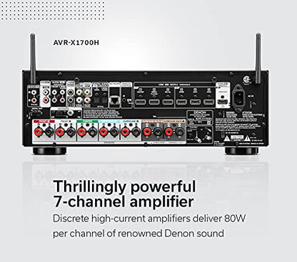 Denon AVR-X1700H 7.2 Channel AV Receiver - 80W/Channel, Built-in HEOS - style: AVR-X1700H