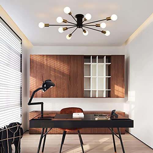 Garwarm 10-Light Sputnik Ceiling Light Fixture, Modern Sputnik Chandelier - color: 10 Lights/Black and Gold