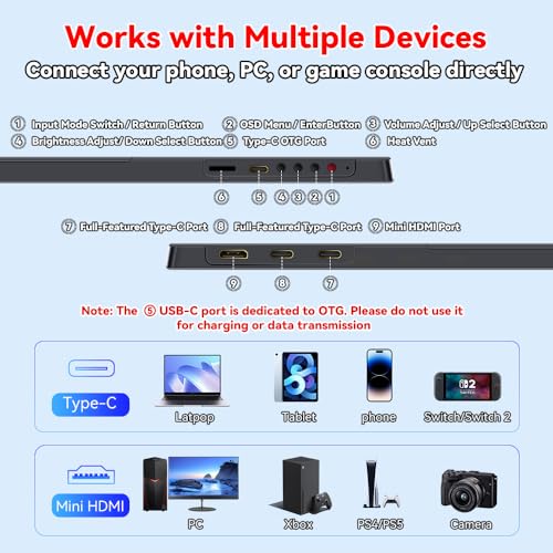 S123E 12.3 Inches Portable Monitor Touchscreen Monitor for Switch/Switch 2 - size: 12.3"