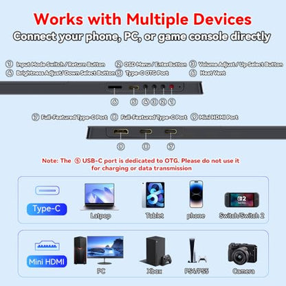 S123E 12.3 Inches Portable Monitor Touchscreen Monitor for Switch/Switch 2 - size: 12.3"