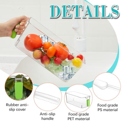 Havawish Ice Storage Bin and Flexible Scoop Set Plastic Freezer Bin - color: Green, size: 10.83 x 4.92 x 4.33 in, style: Classic