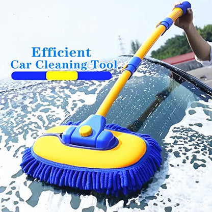 Mveqrrn Scratch-Free Car Wash Brush, Extendable Long Handle Mop (Blue) - color: Blue-002