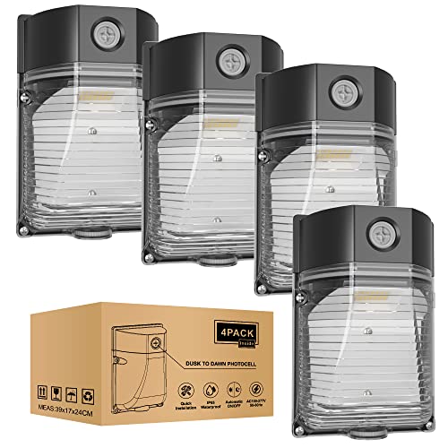 YXL 4PACK 30W 3600LM LED Wall Pack Lights with Dusk to Dawn Photocell, AC100-277V 5000K Wall Pack Lights Outdoor Led, IP65 Waterproof, ETL Listed, for Porch Garden Garage Warehouse Security Lighting - size: 30W 4Pack