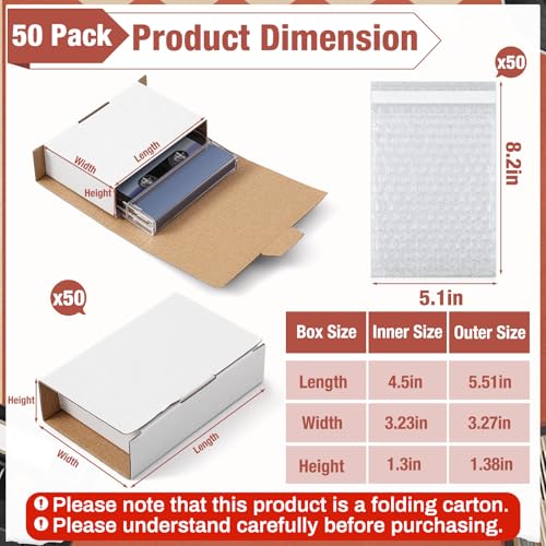 Marspark 50 Pack Small Shipping Boxes 5.51x3.27x1.38 Inches, White - color: White