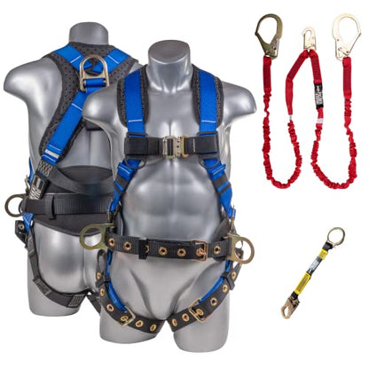 Palmer Safety Hammerhead 5pt Safety Harness Back Padded, QCB Chest, Tongue Buckel Legs Straps, Back & Side D-Rings - color: Blue Dlk, size: X-Large