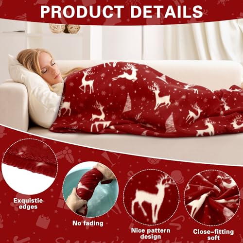 Preboun 24 Pack Bulk Christmas Fleece Throw Blankets, Deer - style: Deer