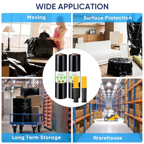 TICONN Stretch Wrap Roll, 15 in x 1000 ft Plastic Wrap for Moving Furniture - style: 15''-2PK Black