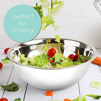 WHYSKO Stainless Steel Mixing Bowls Set, 5-Piece Meal Prep & Food Storage - color: White