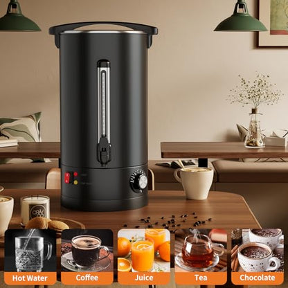 100-Cup (14L/3.8 Gal) Commercial Coffee Urn – Stainless Steel Double-Wall Insulated Hot Beverage Dispenser for Catering, Buffet, Wedding & Office – Black - size: 100 Cups/14L