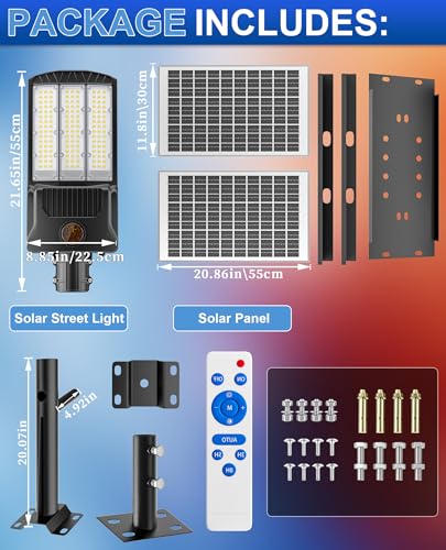 JAYNLT Y-8000W Solar Street Lights Outdoor, Commercial Parking Lot Lights - size: Large