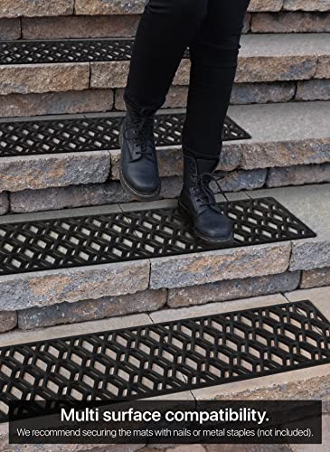 Rubber Stair Treads Non-Slip Outdoor 35”x10” (5-Pack) – Hexagon Anti-Slip Step Mat - size: 35" X 10", style: Hexagon