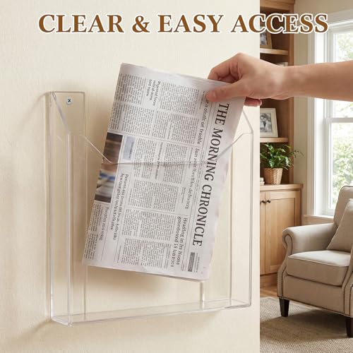 Sliner 2 Pcs Acrylic Newspaper Holder Wall Mount 13.4 x 11.5 Inch