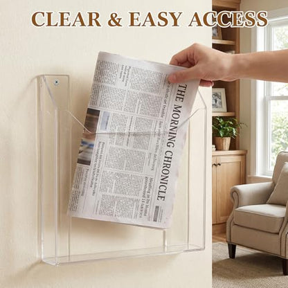 Sliner 2 Pcs Acrylic Newspaper Holder Wall Mount 13.4 x 11.5 Inch