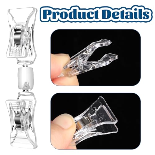 12 Pieces Double Sided Sign Clip, Clear Retail Merchandise Display Sign Clips Plastic Sign Holder Price Tag Signs Holders on Clothing Rack, Rotating Swivel Signs Tag Menu Clips for Retail Sale Display