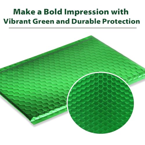 Metallic Matte Green Bubble Mailers - Durable 4x8 Inch Padded Envelopes - Tear-Resistant Shipping Bags, Pack of 25 - color: green, size: 4x8" 25pc
