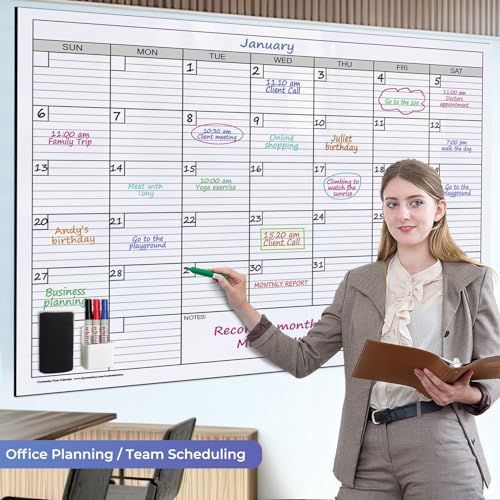 Extra Large Magnetic Dry Erase Calendar, 38x50” - color: Magnetic